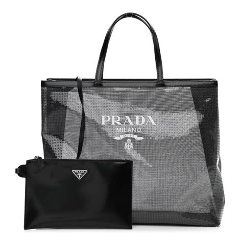 Prada mesh tote bag